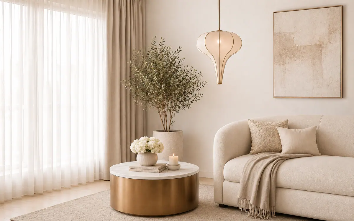 Warm, layered lighting in a modern living space