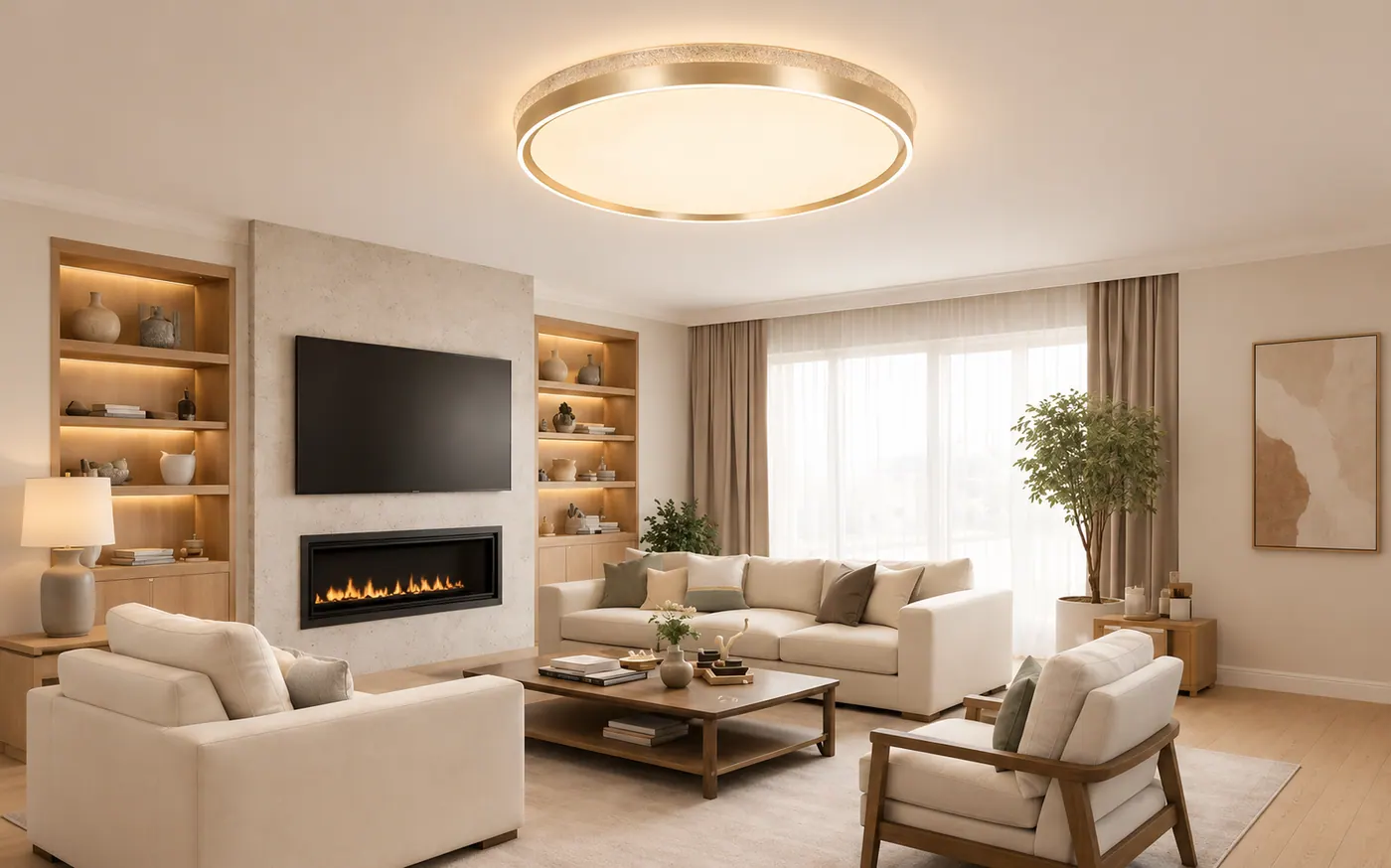 A living space lit in the selected lighting mood